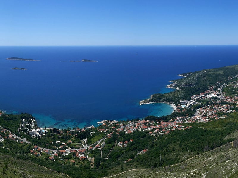 Panorama of Župa dubrovačka, with Mlini, Srebreno and the bay below the coast road